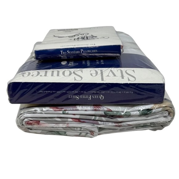 Sears Fantasia Sheet Set Flat Fitted Cases Springs Springmaid Floral 50/50 Vtg - Picture 2 of 6